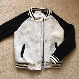 Delia’s furry Varsity Jacket